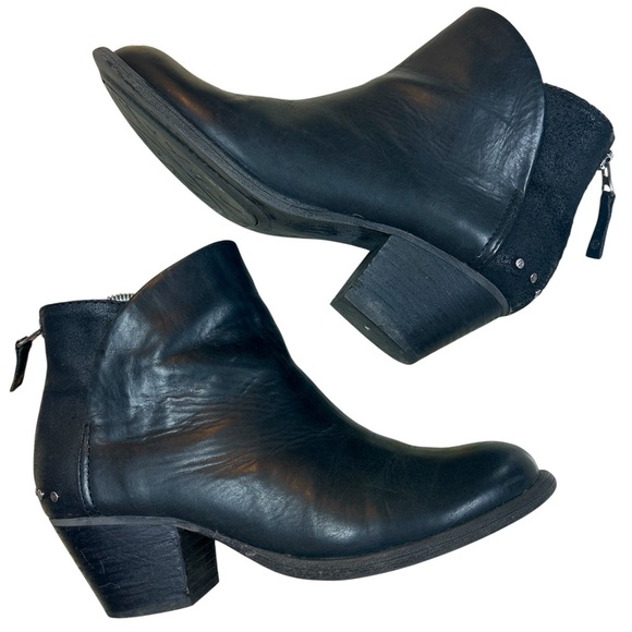 OTBT Ankle Boot Black Leather Zip Back Everyday Women’s Size 8.5 Silver Studded - Picture 2 of 9